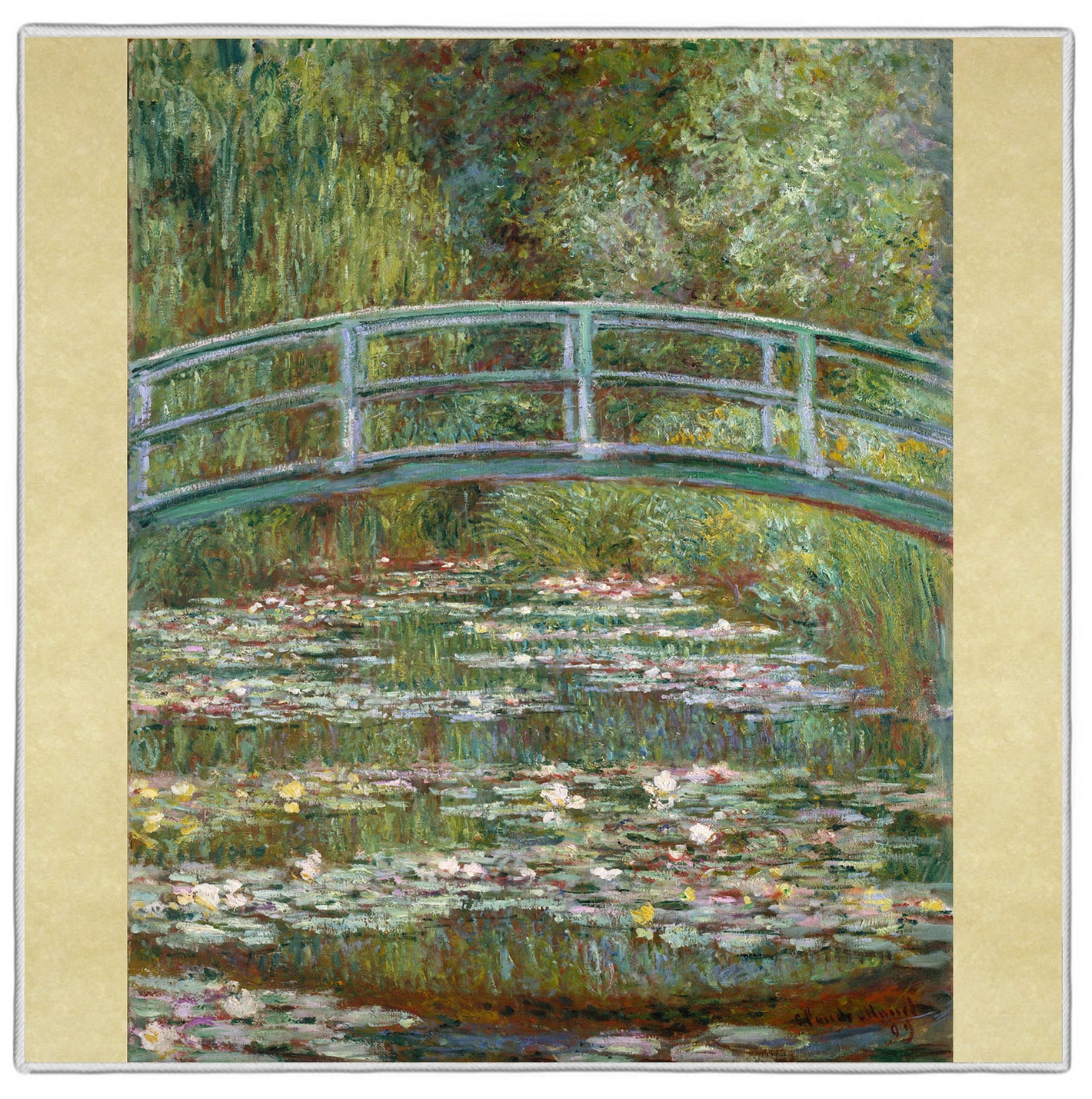 [연꽃 연못 위의 다리 클로드 모네 그림 포켓 스퀘어 #12A]