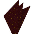{[en]:Yellow/Gold Dots on Maroon Pin-Dot Silk Pocket Square