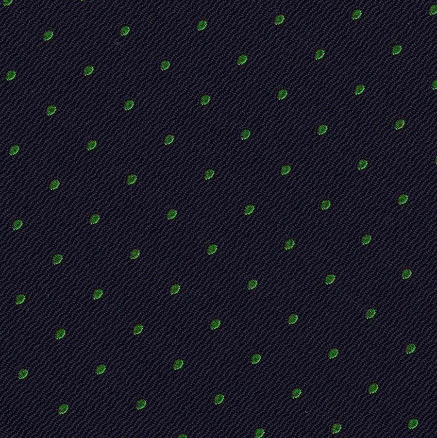 {[en]:Celtic Green Dots on Midnight Blue Pin-Dot Silk Pocket Square