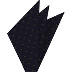 {[en]:Celtic Green Dots on Midnight Blue Pin-Dot Silk Pocket Square