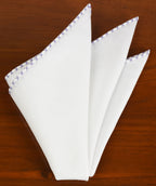 {[en]:Lavender X Pattern Belgian White Linen Pocket Square