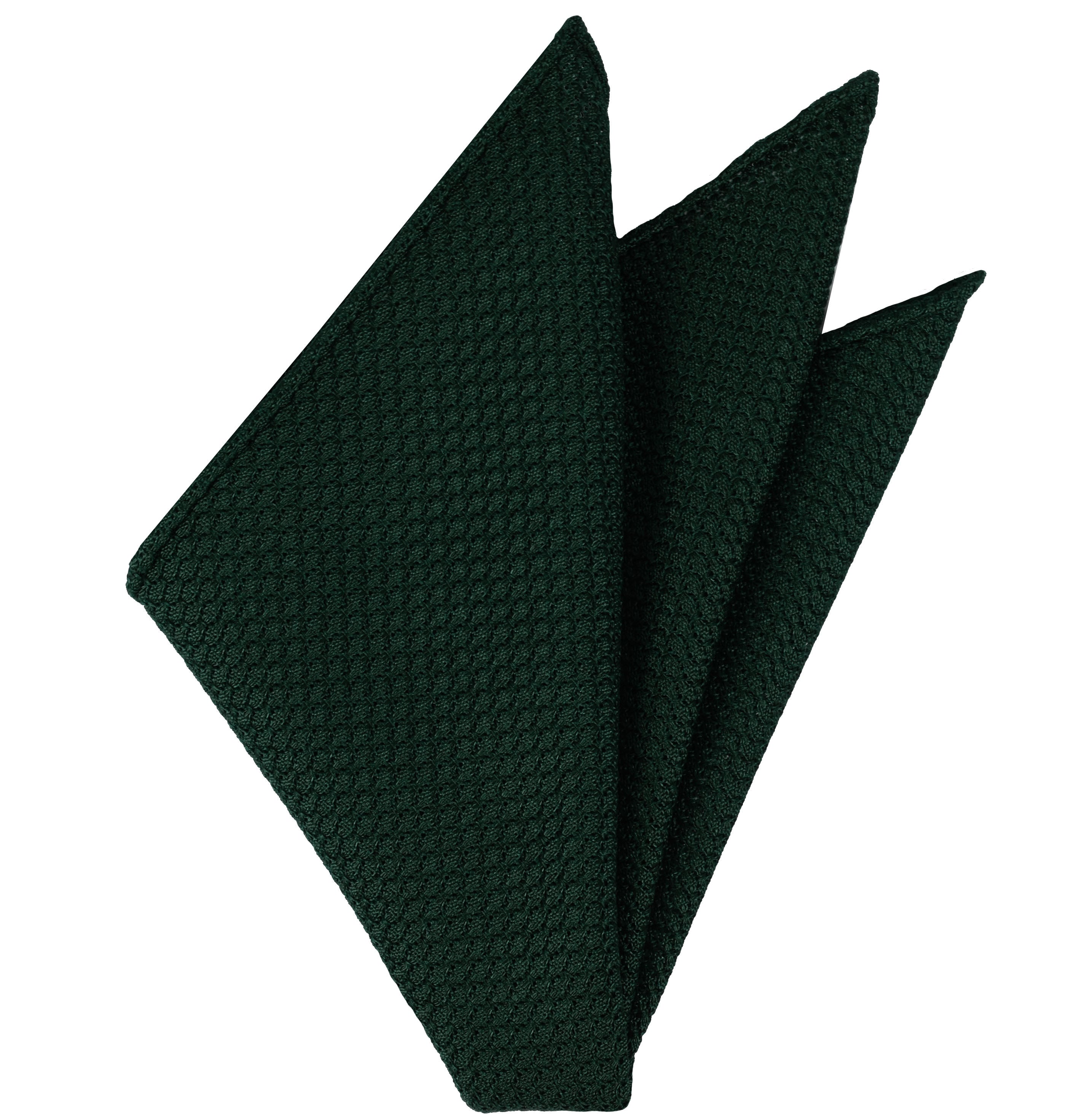 {[en]:Forest Green Grenadine Silk Pocket Square