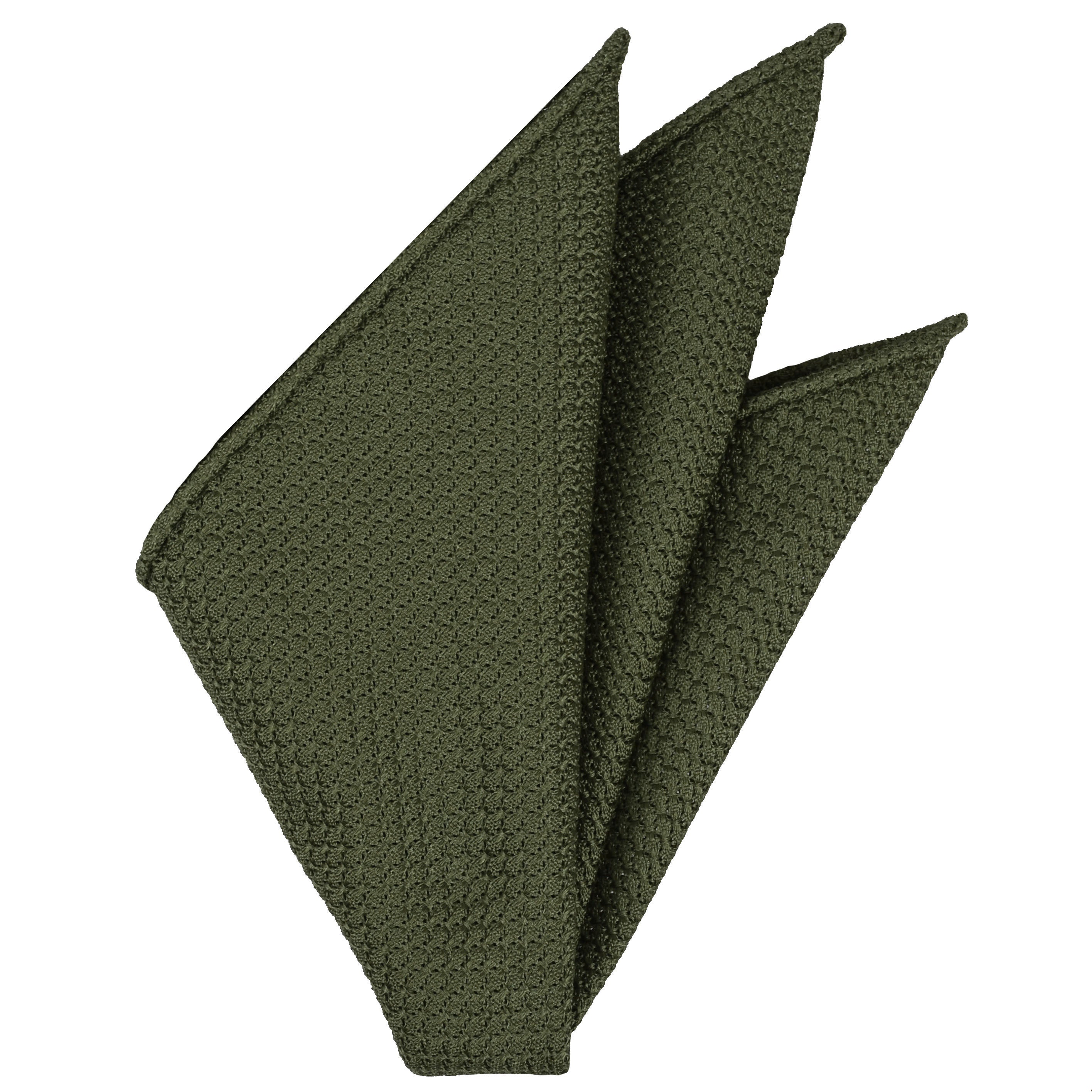 {[en]:Olive Green Grenadine Silk Pocket Square