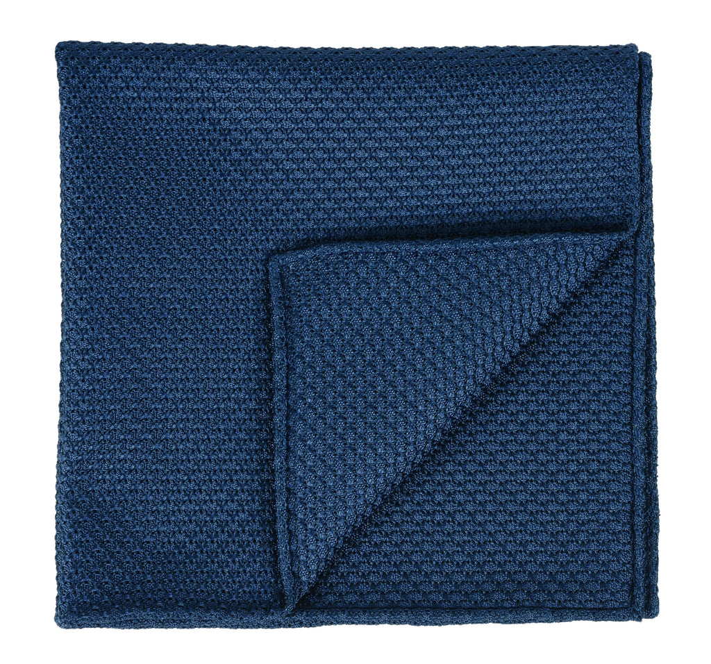 {[en]:Slate Blue Grenadine Grossa Silk Pocket Square