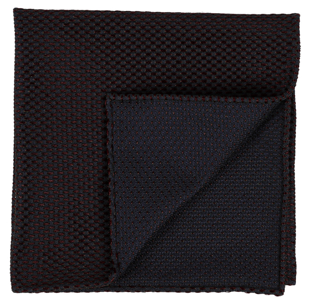 {[en]:Dark Red on Midnight Blue Grenadine Pin Dot Silk Pocket Square