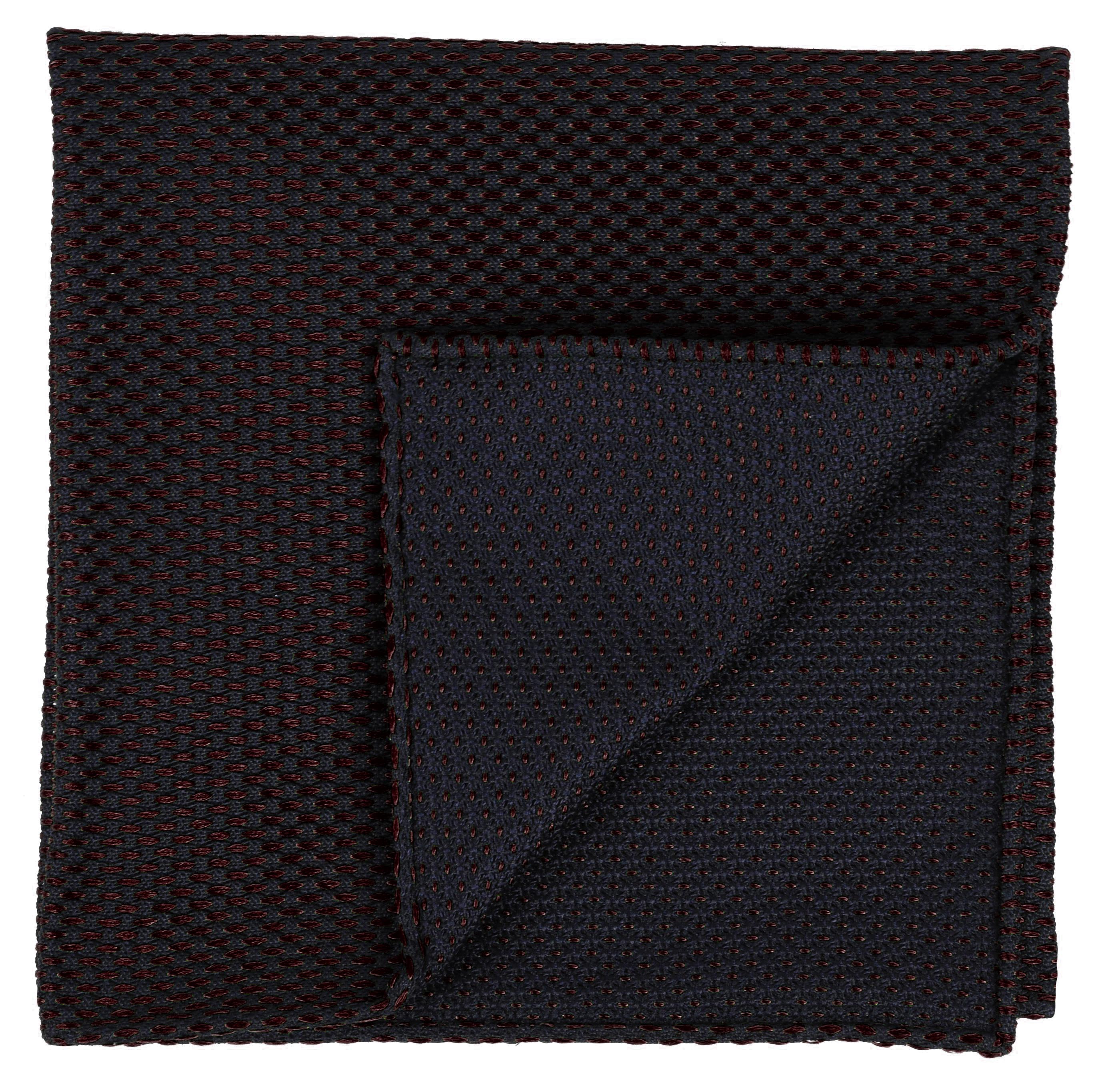 {[en]:Dark Red on Midnight Blue Grenadine Pin Dot Silk Pocket Square