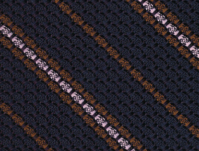 {[en]:Brown And Light Pink On Midnight Blue Grenadine Grossa Stripe Silk Tie