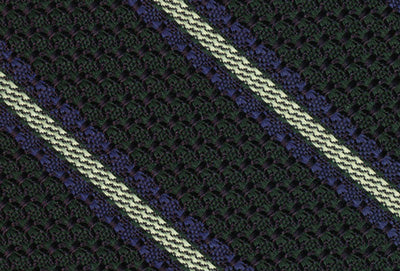 {[en]:Lavender And Soft Green On Forest Green Grenadine Grossa Stripe Silk Tie