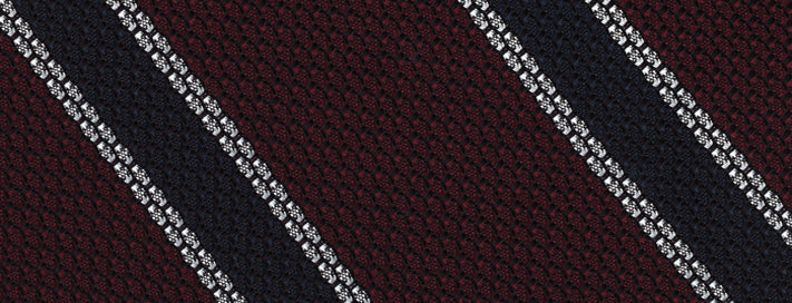 {[en]:Midnight Blue & White Stripe On Red Grenadine Tie