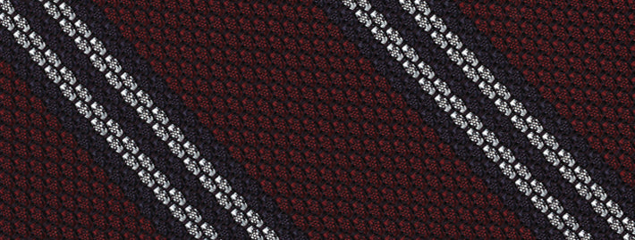 {[en]:Midnight Blue & White Stripe On Red Grenadine Tie