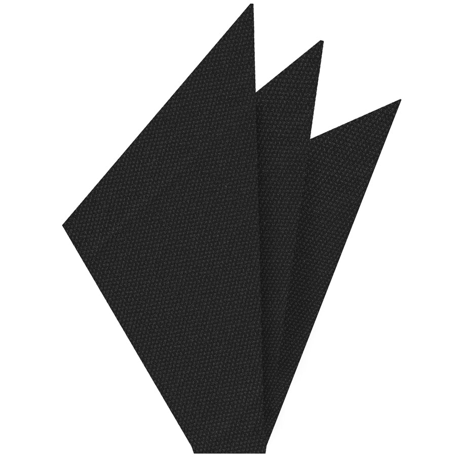 {[en]:Black Mulberrywood Weave Silk Pocket Square
