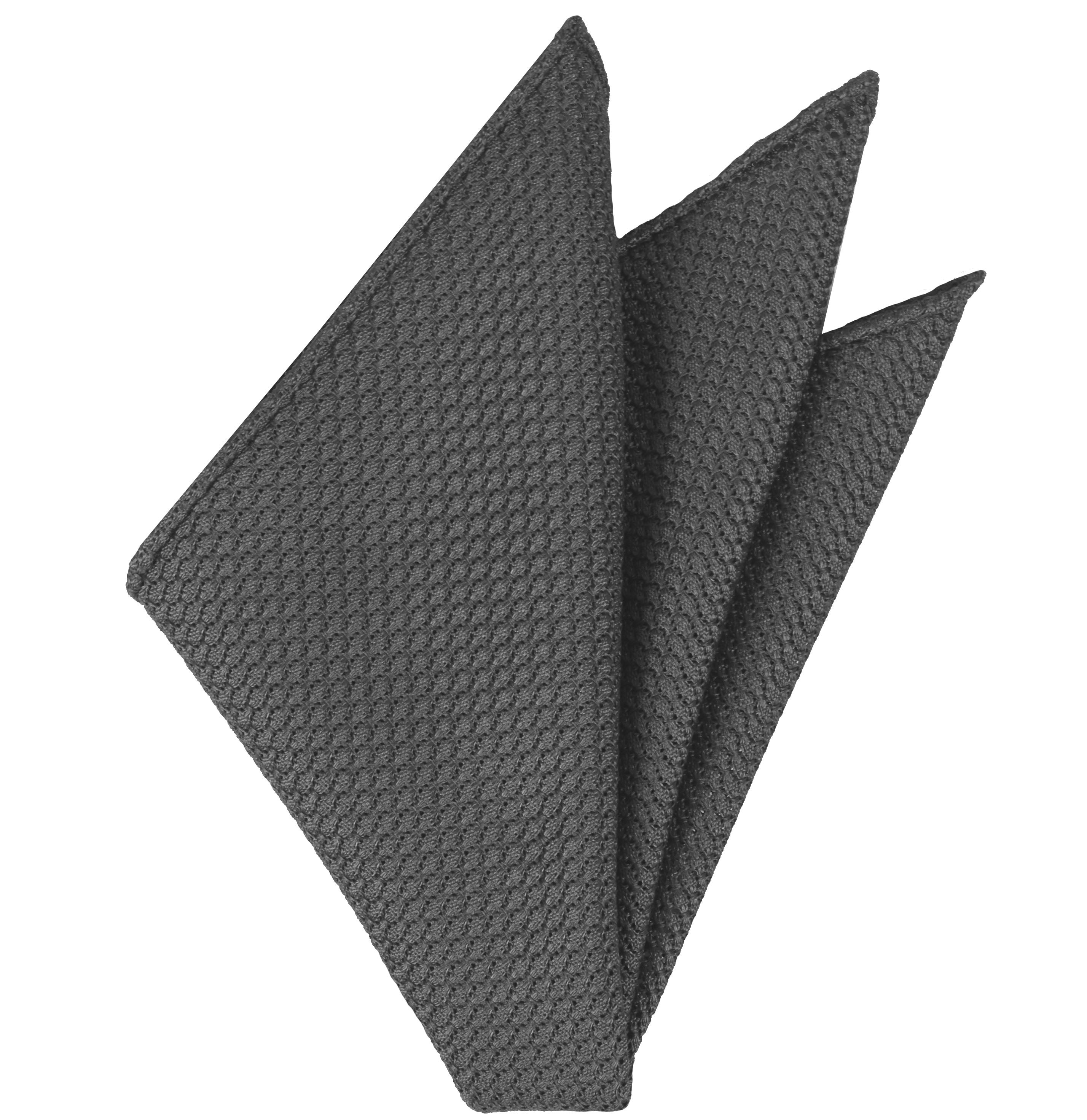{[en]:Charcoal Gray Grenadine Silk Pocket Square