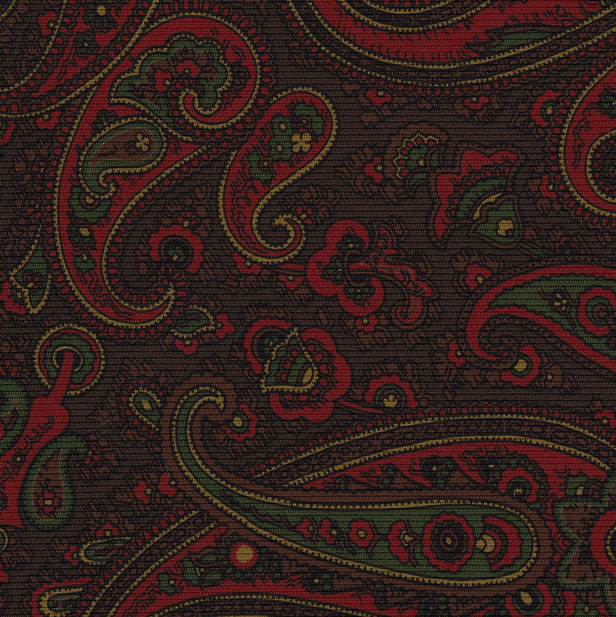 {[en]:Red, Green & Gold on Bitter Chocolate Macclesfield Madder Printed Silk Bow Tie