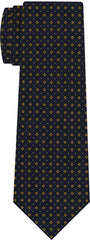 {[en]:Yellow Gold, Blue & White on Midnight Blue Macclesfield Print Silk Tie