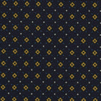 {[en]:Yellow Gold, Blue & White on Midnight Blue Macclesfield Print Silk Tie