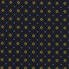 {[en]:Yellow Gold, Blue & White on Midnight Blue Macclesfield Print Silk Tie