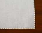 {[en]:Gold X Pattern Belgian White Linen Pocket Square