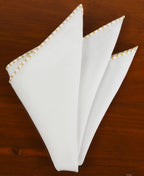 {[en]:Gold X Pattern Belgian White Linen Pocket Square