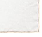 Belgian White Linen Pocket Squares with Mandarin Hand Sewn Decorative Flat Edges
