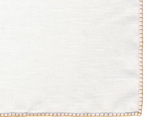 Belgian White Linen Pocket Squares with Mandarin Hand Sewn Decorative Flat Edges