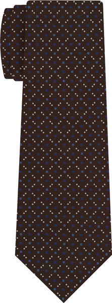 {[en]:Sky Blue / Blue & White on Dark Chocolate Macclesfield Print Silk Tie