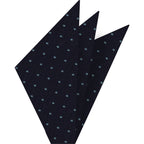 {[en]:Sky Blue Dots on Dark Navy Pin-Dot Silk Pocket Square