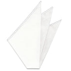 Belgian White Linen Pocket Squares with Silver Hand Sewn Decorative Flat Edges