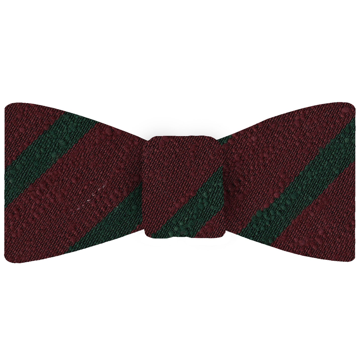 {[en]:Forest Green on Wine Shantung Striped Silk Bow Tie