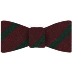 {[en]:Forest Green on Wine Shantung Striped Silk Bow Tie