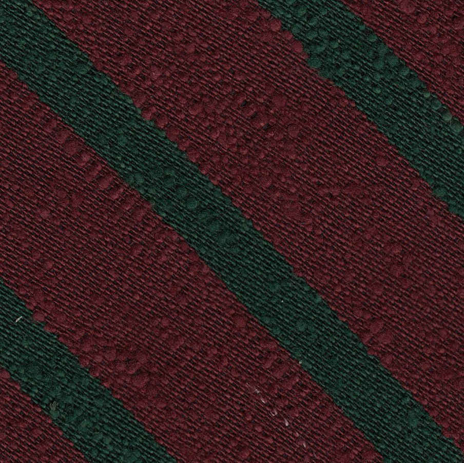 {[en]:Forest Green on Wine Shantung Striped Silk Pocket Square