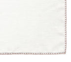 Belgian White Linen Pocket Squares with Brown Hand Sewn Decorative Flat Edges