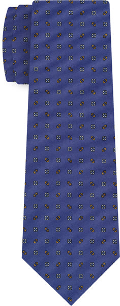 {[en]:Burnt Orange & White on Sky Blue Macclesfield Print Silk Ties