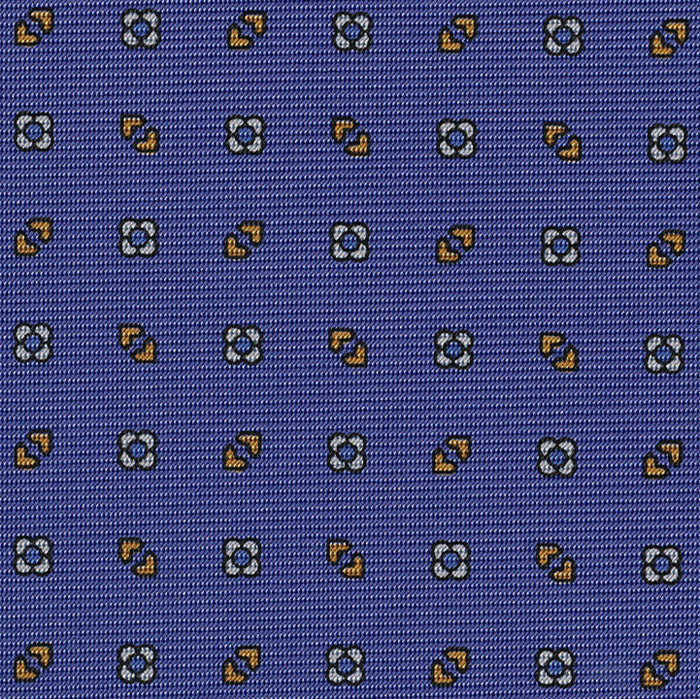 {[en]:Burnt Orange & White on Sky Blue Macclesfield Print Silk Ties