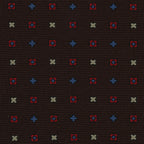 {[en]:Sky Blue, Red & Off-White on Dark Chocolate Macclesfield Print Silk Ties