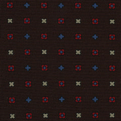 {[en]:Sky Blue, Red & Off-White on Dark Chocolate Macclesfield Print Silk Ties
