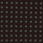 {[en]:Navy Blue, Sky Blue & Light Green on Dark Chocolate Macclesfield Print Silk Ties