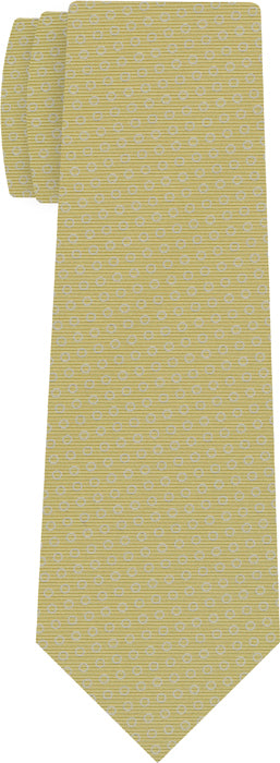 {[en]:White on Soft Gold Macclesfield Print Silk Tie