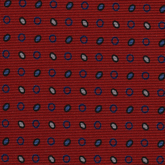 {[en]:Sky Blue, Whit & Black on Red Macclesfield Print Silk Tie