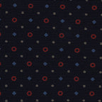 {[en]:Sky Blue, Red & White on Midnight Blue Macclesfield Print Silk Tie