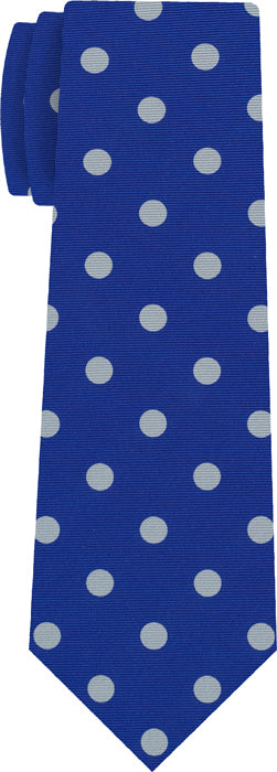 {[en]:White on Royal Blue Macclesfield Print Silk Tie