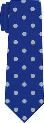 {[en]:White on Royal Blue Macclesfield Print Silk Tie