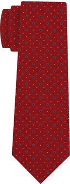 {[en]:Sky Blue, Burnt Orange & White on Red Macclesfield Print Silk Tie