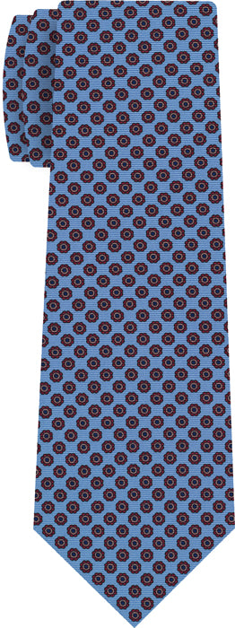 {[en]:Red, Royal Blue & Soft Pink on Sky Blue Macclesfield Print Silk Ties