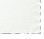Belgian White Linen Pocket Squares with Silver Gray Hand Sewn Decorative Flat Edges
