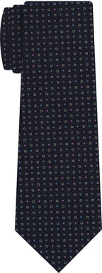 {[en]:Sky Blue, Pale Pink & White on Dark Navy Blue Macclesfield Print Silk Tie