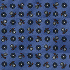 {[en]:Navy Blue, Burnt Orange & Off-White on Sky Blue Macclesfield Print Silk Tie