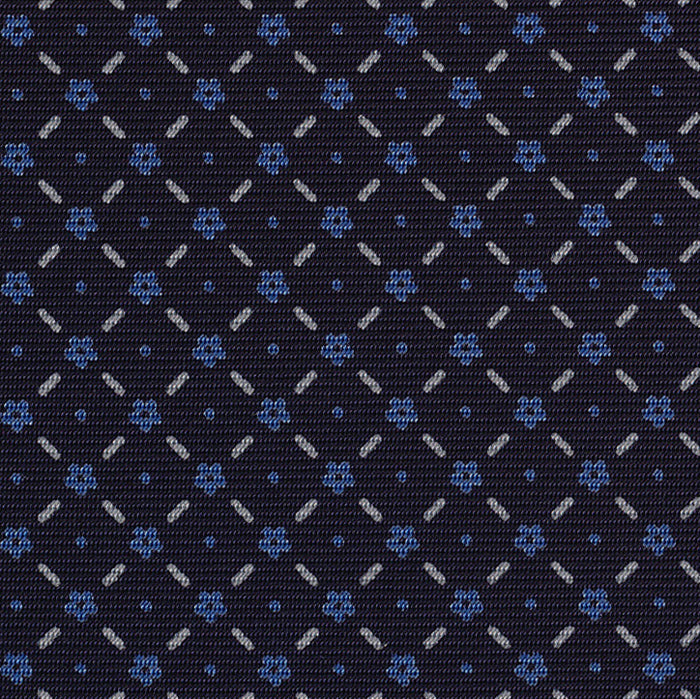 {[en]:Sky Blue & White on Midnight Blue Macclesfield Print Silk Tie