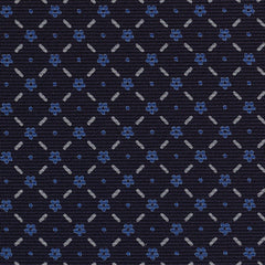 {[en]:Sky Blue & White on Midnight Blue Macclesfield Print Silk Tie