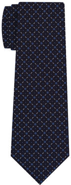 {[en]:Sky Blue & White on Midnight Blue Macclesfield Print Silk Tie
