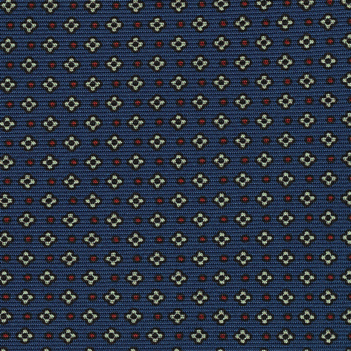 {[en]:Off-White & Red on Dark Blue Macclesfield Print Silk Pocket Square